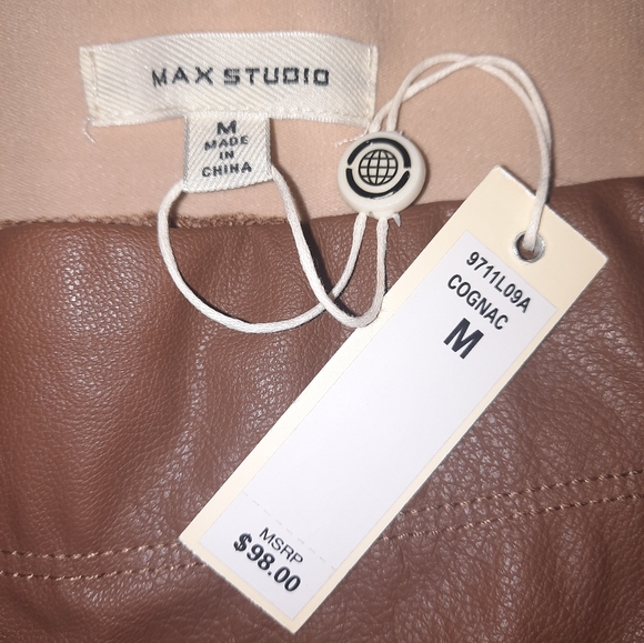 NWT Max Studio Brown Faux Leather Legging-Pants - Picture 3 of 5